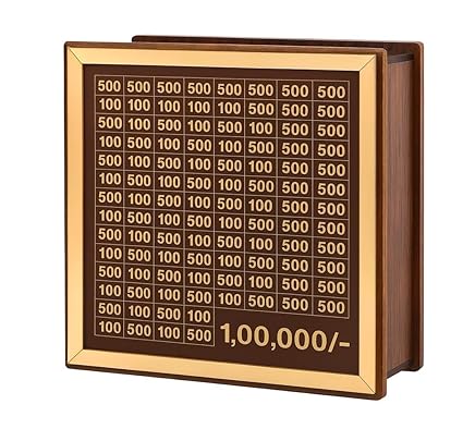 Money Saving Box for Kids and Adults | Wooden Money Bank with Lock | Big Size Piggy Bank 2 Lakh Target | 1 Lakh Saving Box with Numbers