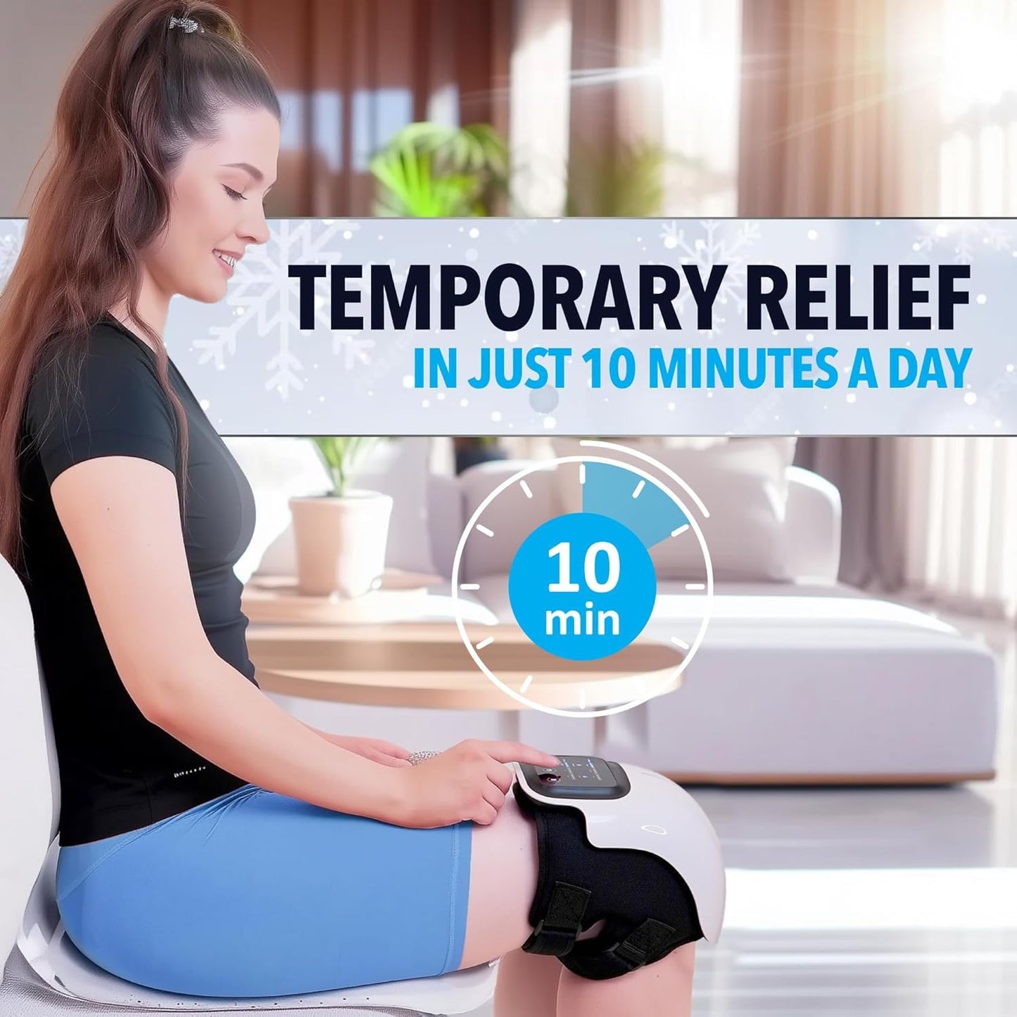 Knee Massager Joint Pain Relief, 3 Adjustable Heat and Vibration for Arthritis, Elbow, Shoulder, LED Touch Screen, Red Light Physiotherapy Massage Machine for Joint Health & Mobility