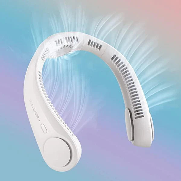 Portable Bladeless Neck Fan – 4000mAh Rechargeable Personal Wearable Fan, 360° Cooling Airflow, 3–5 Speed Modes, Ultra-Quiet Hands-Free Design for Travel, Outdoor, and Office.