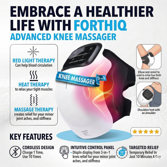 Knee Massager Joint Pain Relief, 3 Adjustable Heat and Vibration for Arthritis, Elbow, Shoulder, LED Touch Screen, Red Light Physiotherapy Massage Machine for Joint Health & Mobility